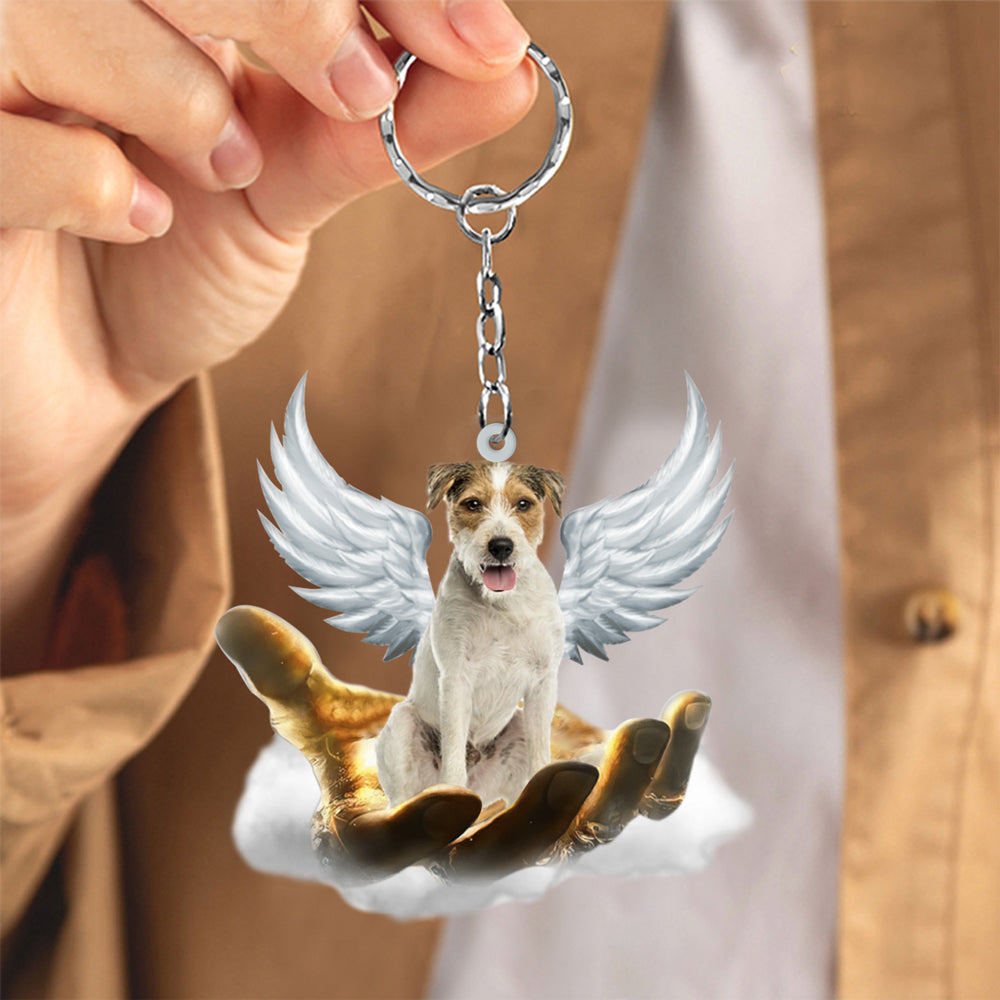 Parson Russell Terrier On The Hands Of Jesus Key chain