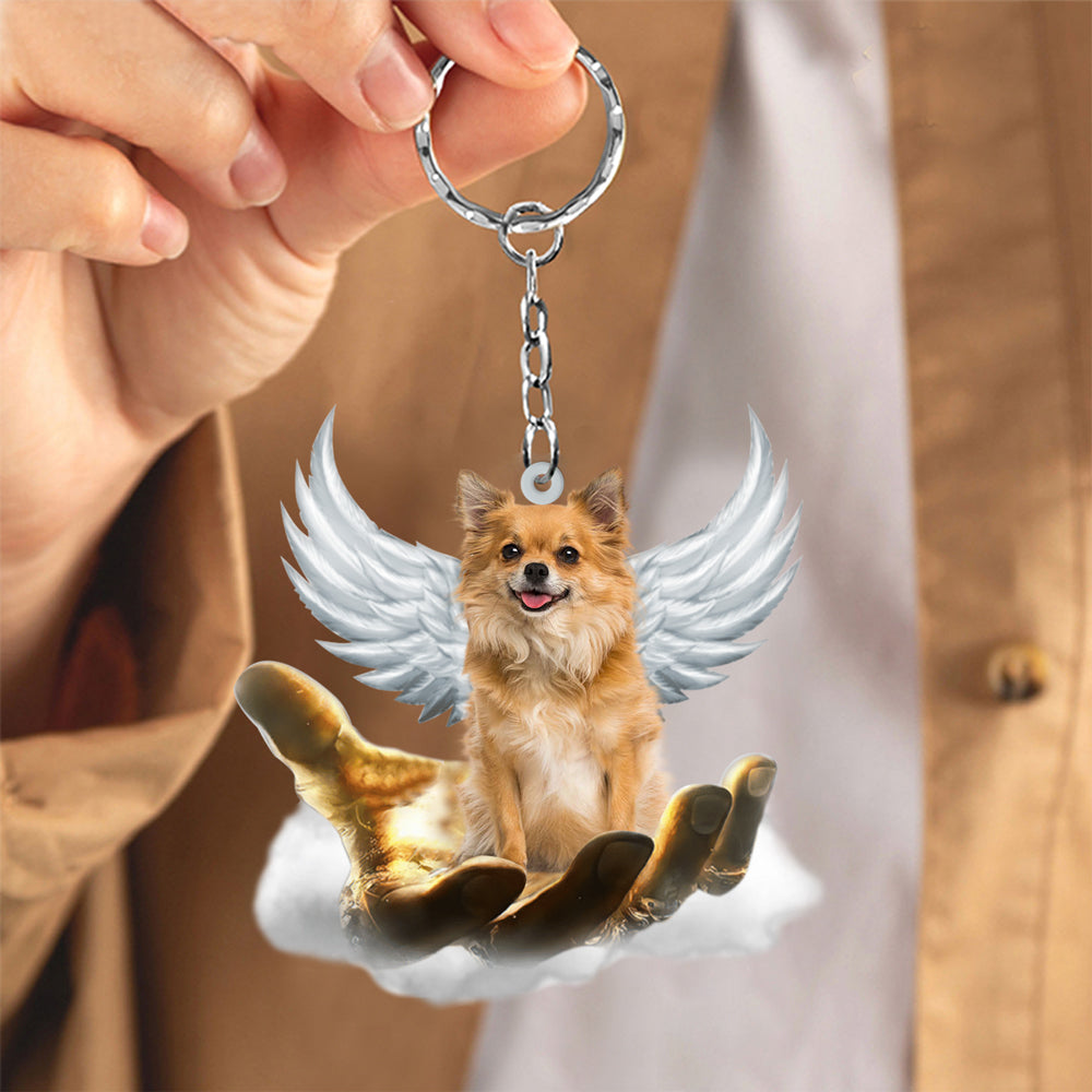 Chihuahua 3 On The Hands Of Jesus Key chain