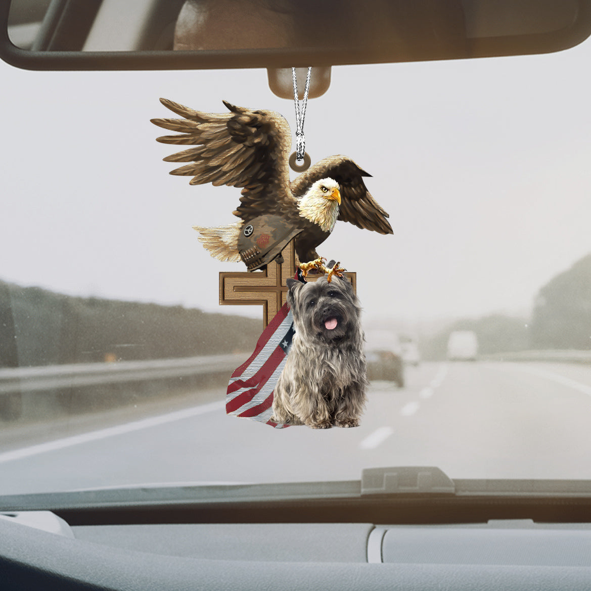 Cairn-Terrier And Eagle American Flag Ornament