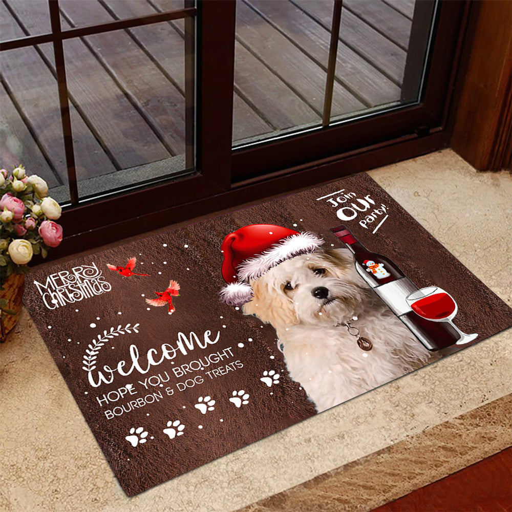 Cavachon Join Our Party Christmas Doormat