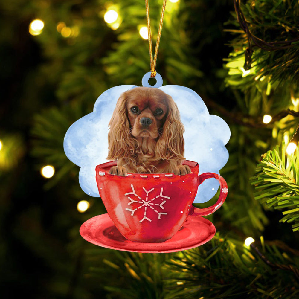 Cavalier King Charles Spaniel On The Cup Christmas Ornament