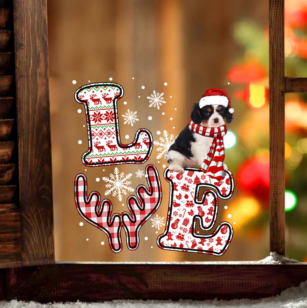 Cavalier King Charles Spaniel LOVE Reindeer Christmas Sticker