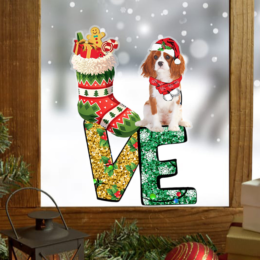 Cavalier King Charles Spaniel LOVE Christmas Stocking Sticker