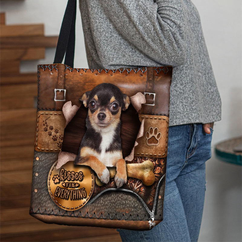 Chihuahua With Bone Retro Tote Bag