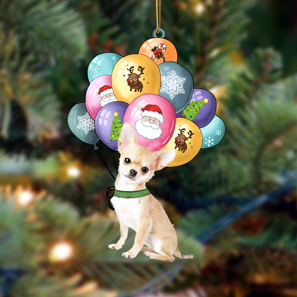 Chihuahua2 With Balloons Christmas Ornament