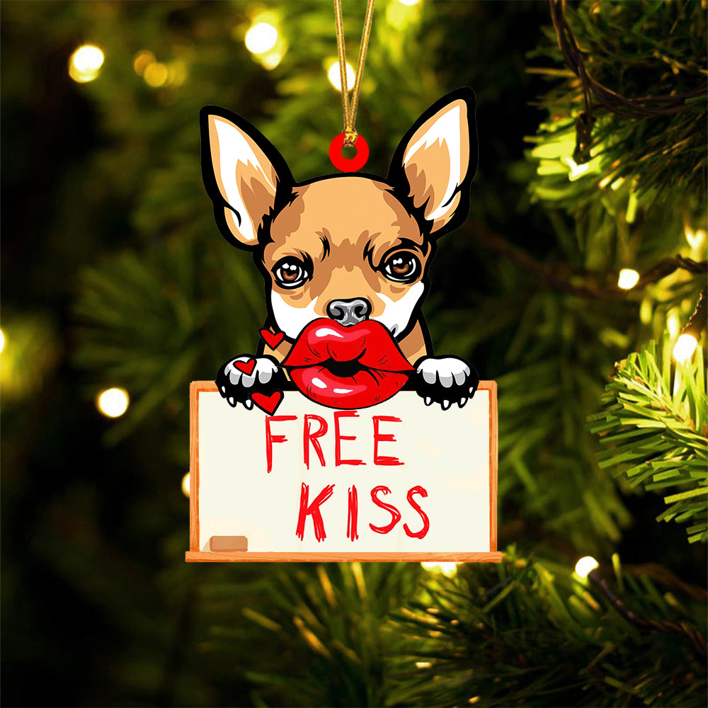 Chihuahua2 Free Kiss Christmas Ornament
