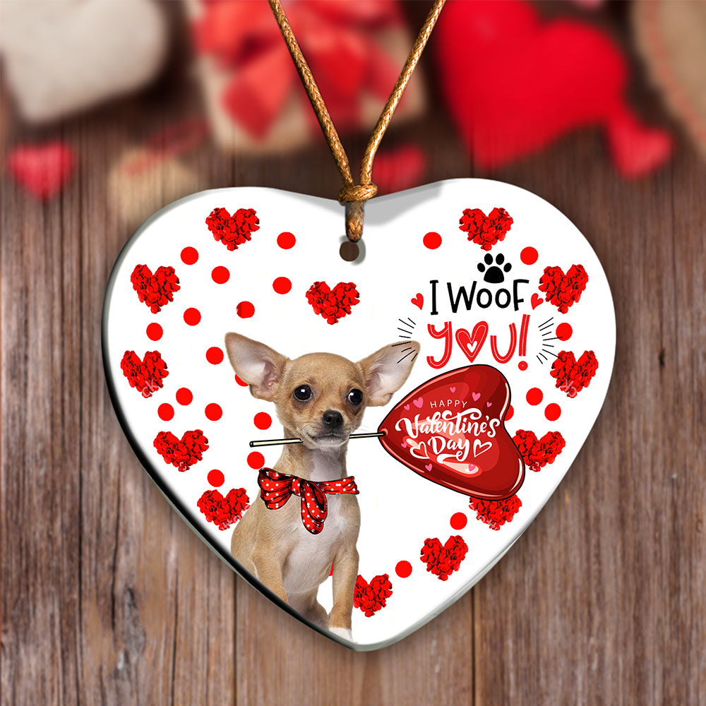 Chihuahua2 Happy Valentine's Day Ornament (porcelain)