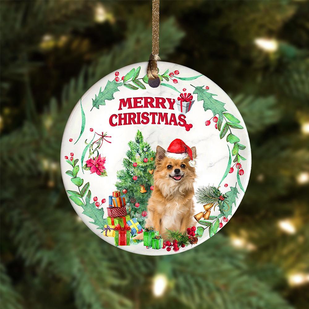 Chihuahua3 Tree Merry Christmas Ornament (porcelain)