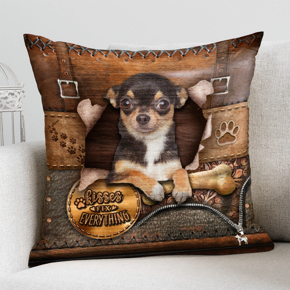 Chihuahua With Bone Retro Pillowcase
