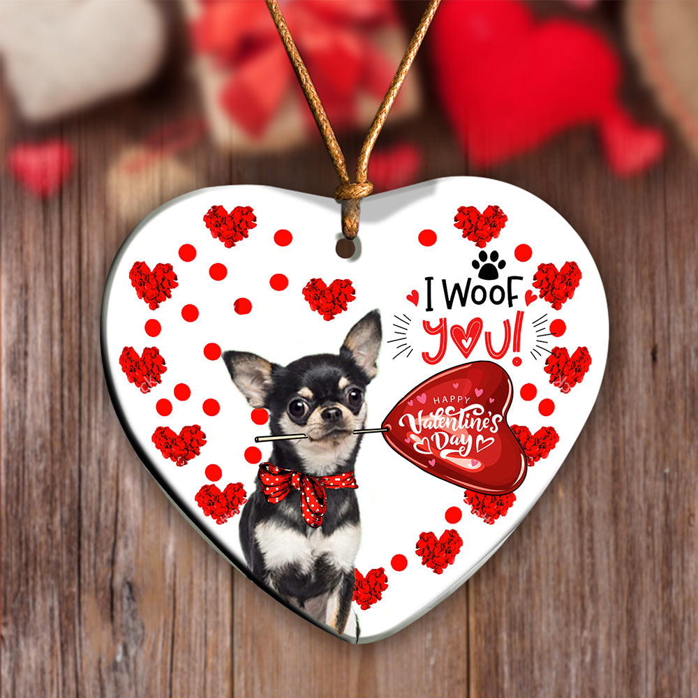 Chihuahua Happy Valentine's Day Ornament (porcelain)