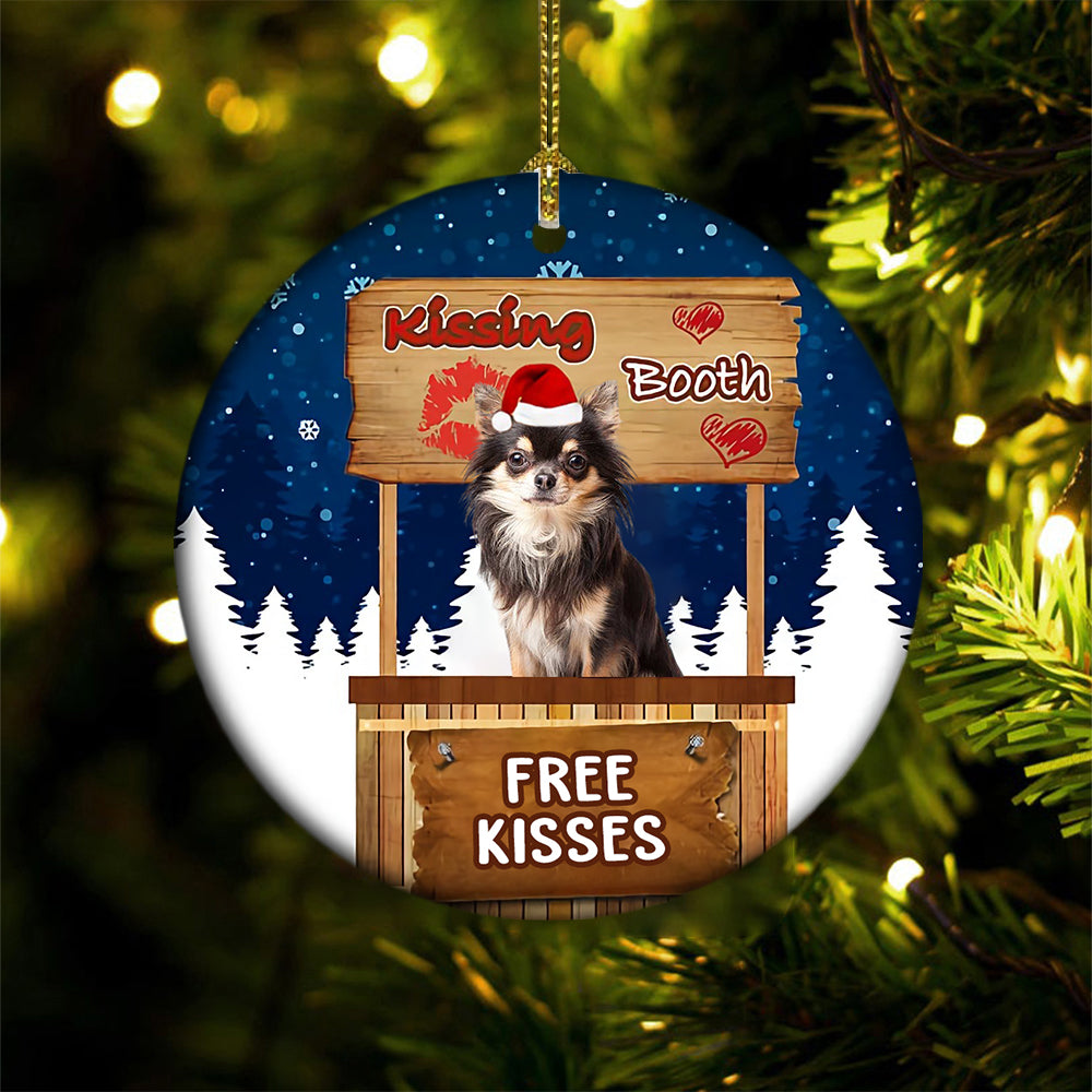 Chihuahua Kissing Booth Christmas Ornament (porcelain)