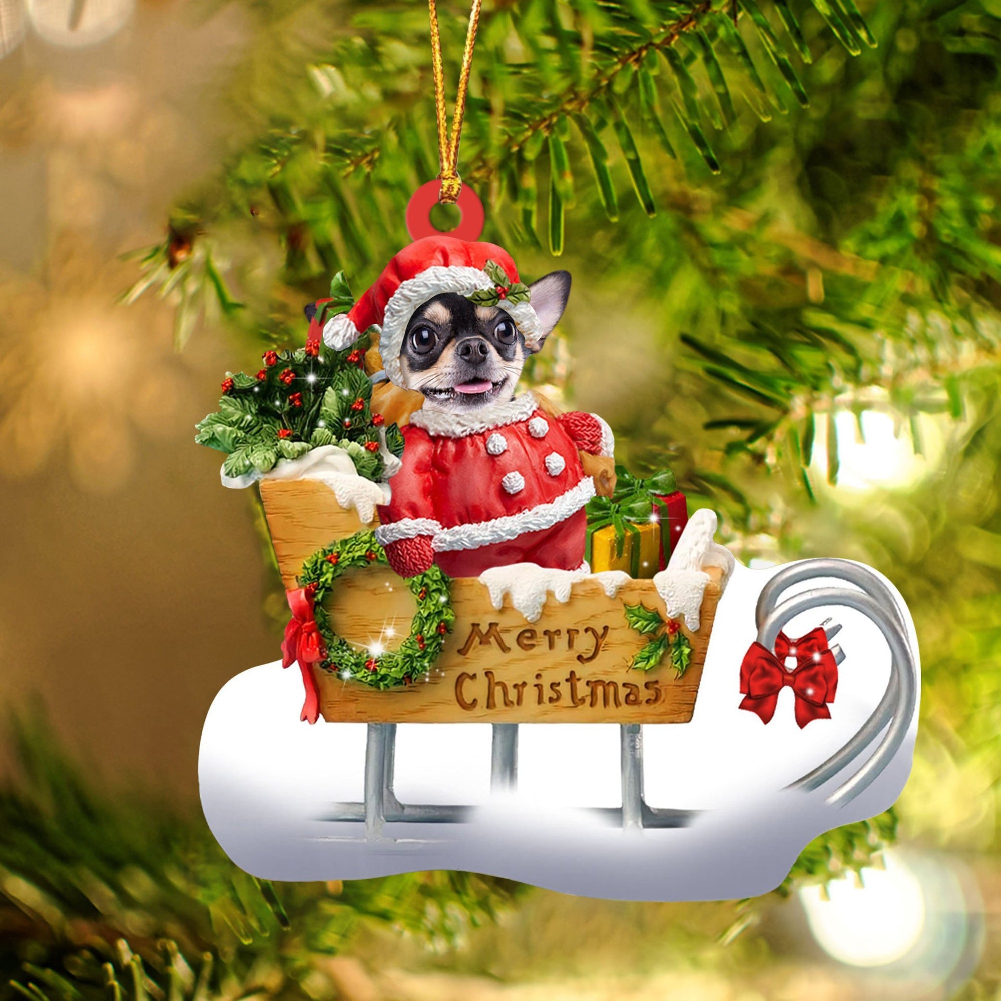 Chihuahua Merry Christmas Ornament
