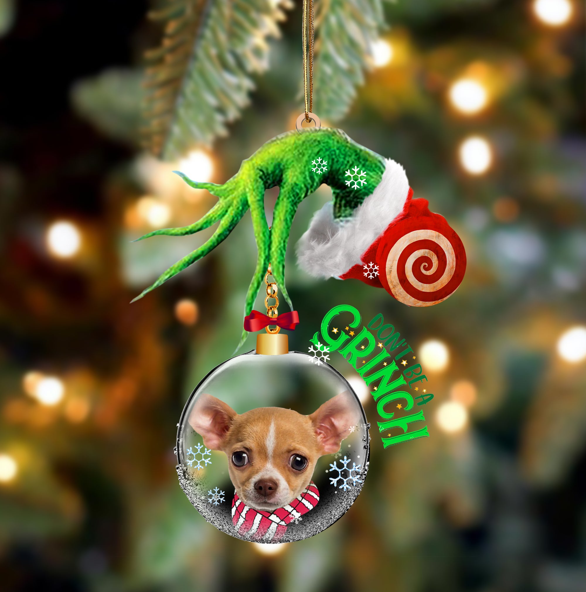 Chihuahua Don't Be A Grinch Christmas Ornament