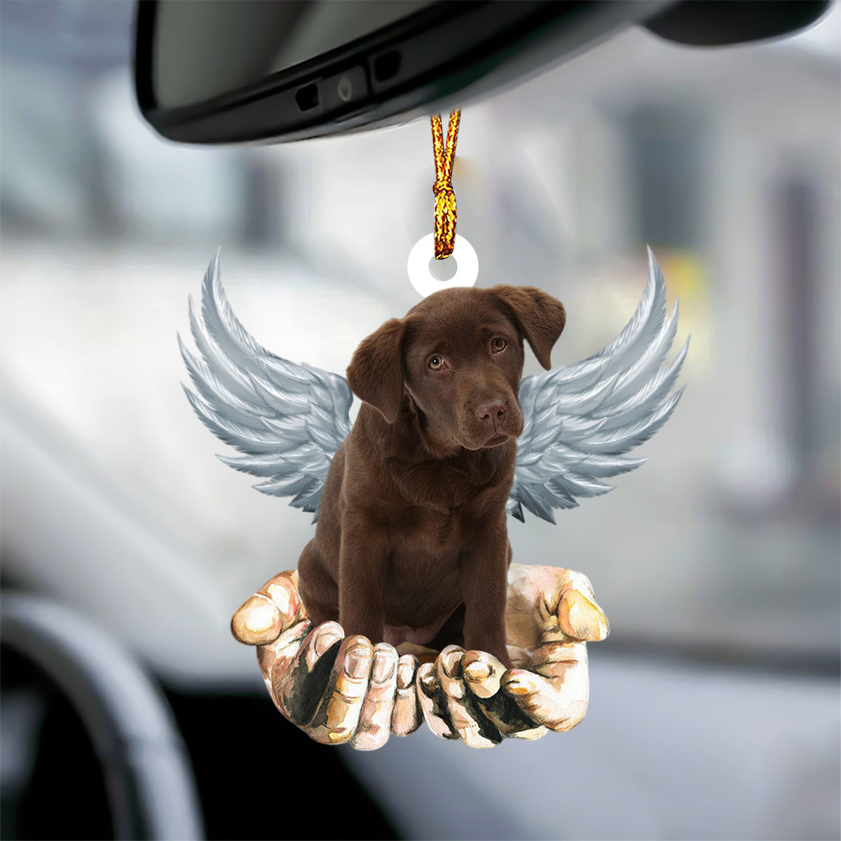 Chocolate Labrador Angel Dog Memorial Ornament