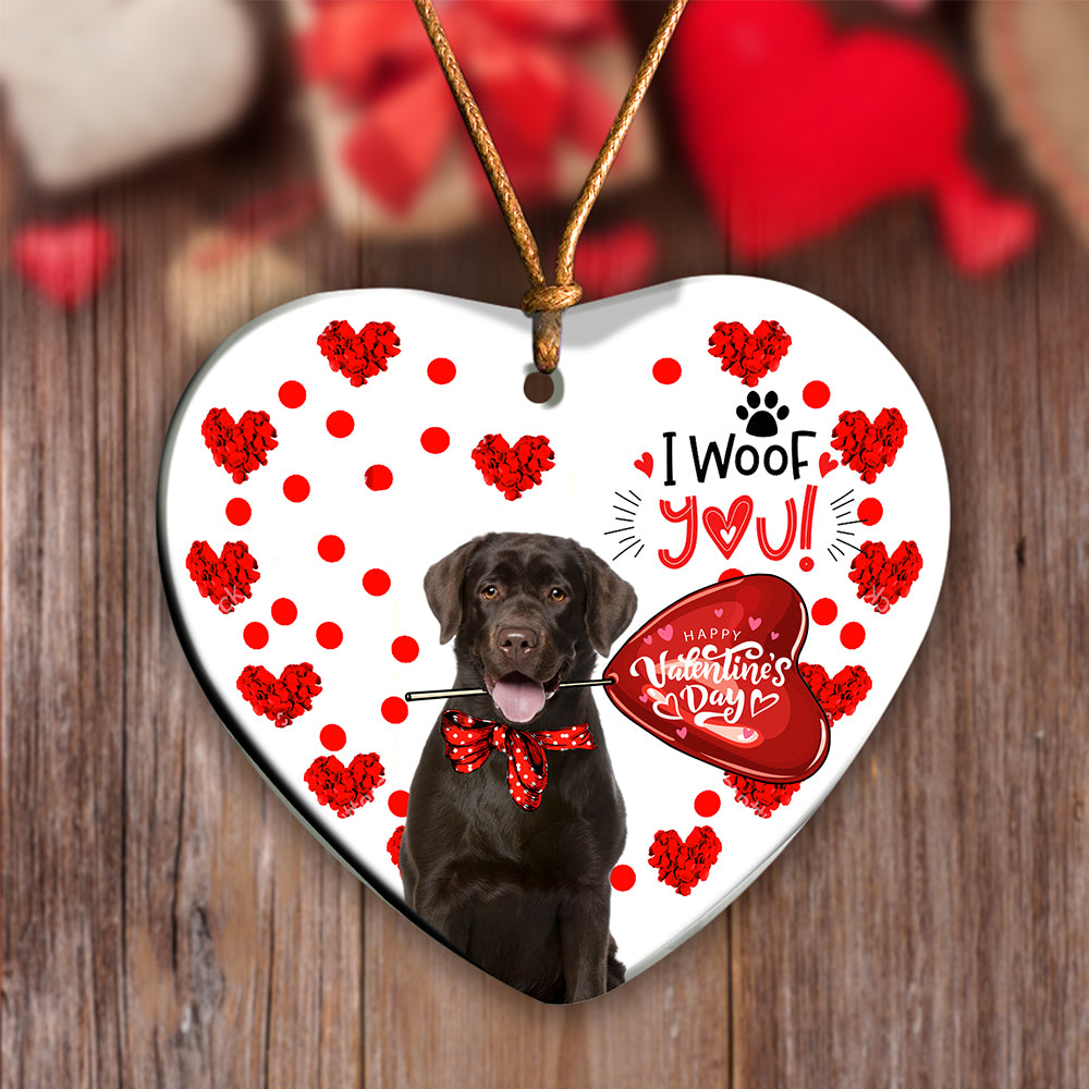 Chocolate Labrador Happy Valentine's Day Ornament (porcelain)
