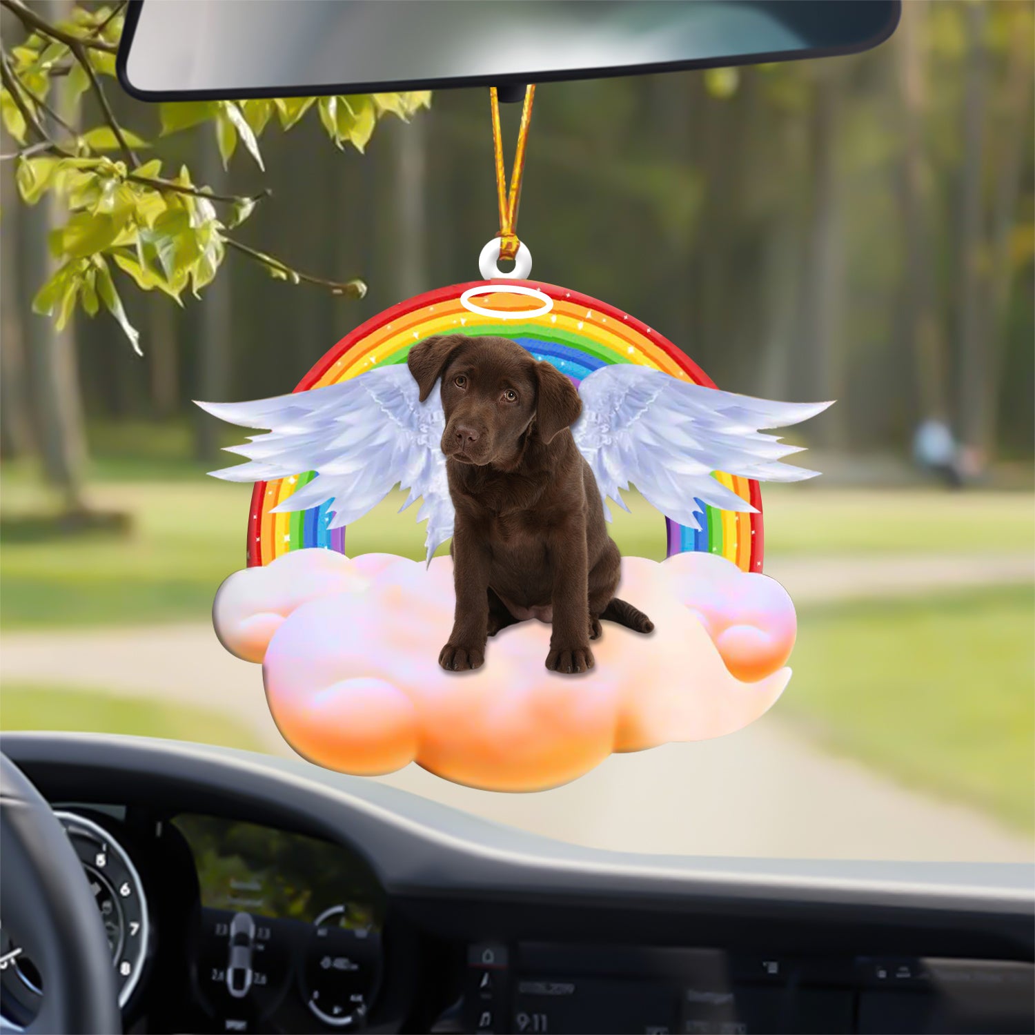 Chocolate Labrador With Angel Wings Memorial Ornament
