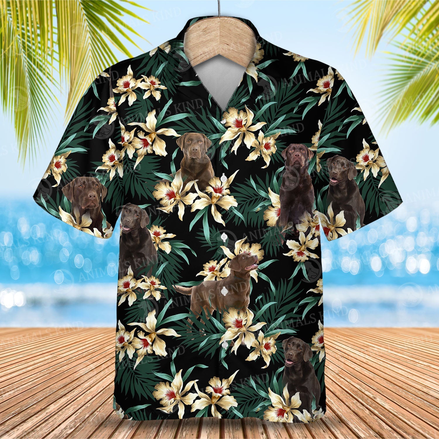 Labrador Chocolate Flower Hawaiian Shirt