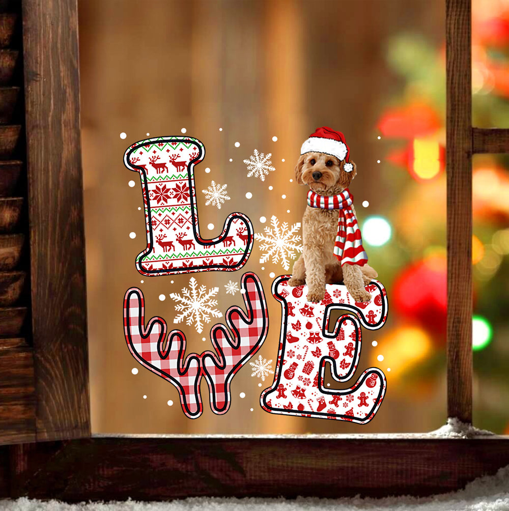 Cockapoo LOVE Reindeer Christmas Sticker