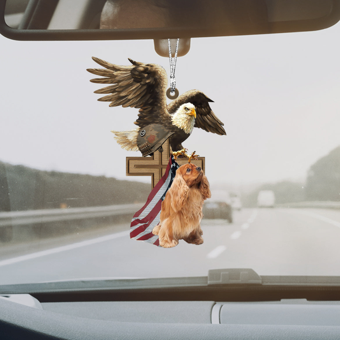 Cocker-Spaniel And Eagle American Flag Ornament