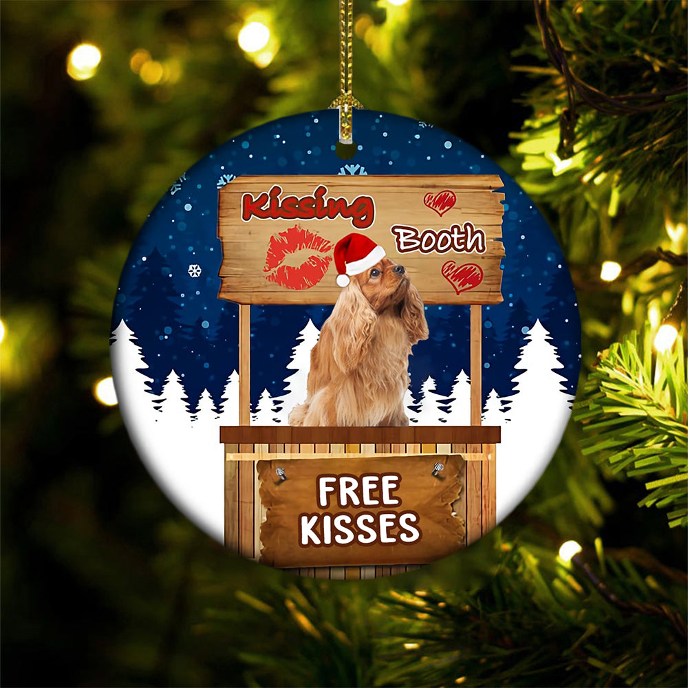 Cocker Spaniel Kissing Booth Christmas Ornament (porcelain)