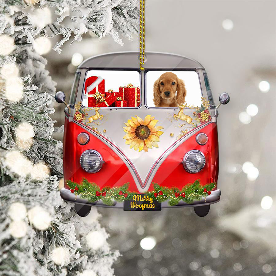 Cocker Spaniel Sit On A Truck-Two Sided Ornament