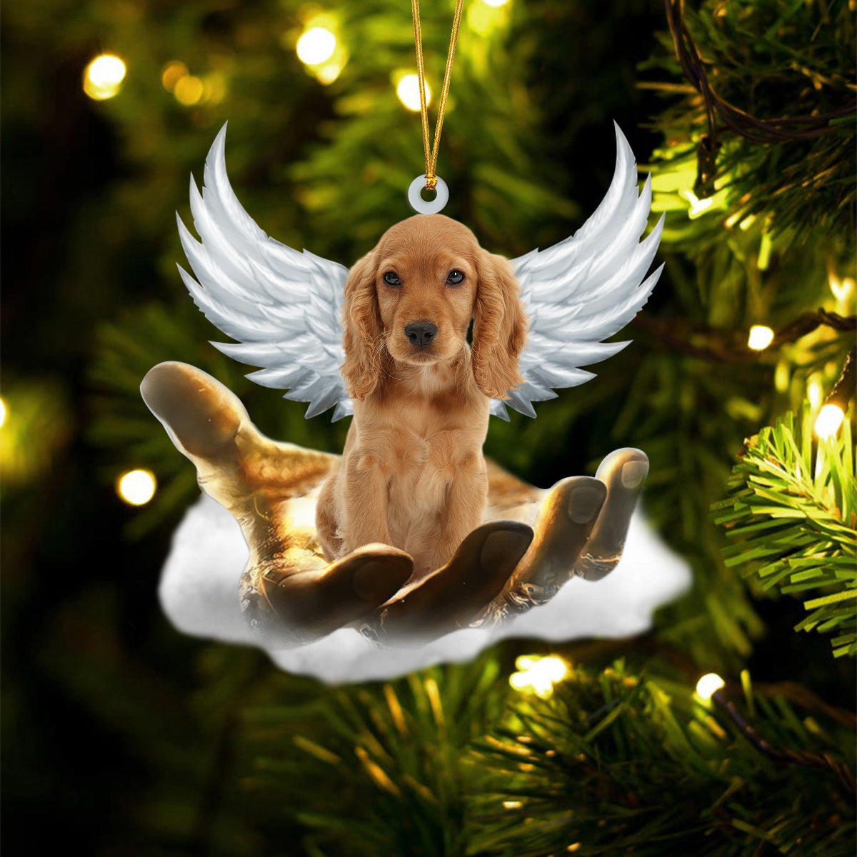 Cocker Spaniel On The Hands Of Jesus Ornament