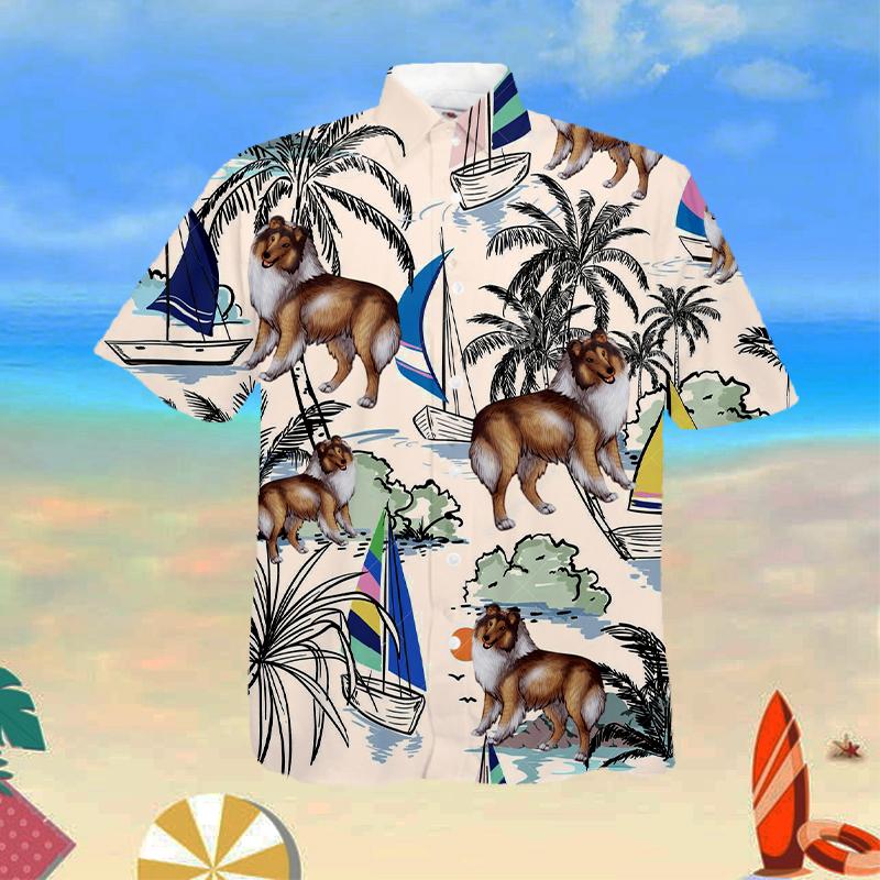 Collie Summer Beach Hawaiian Shirt