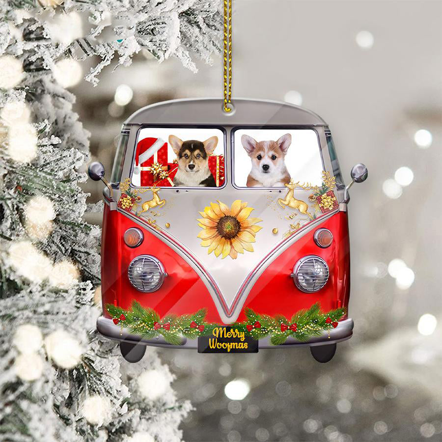 Corgi Sit On A Truck-Two Sided Ornament