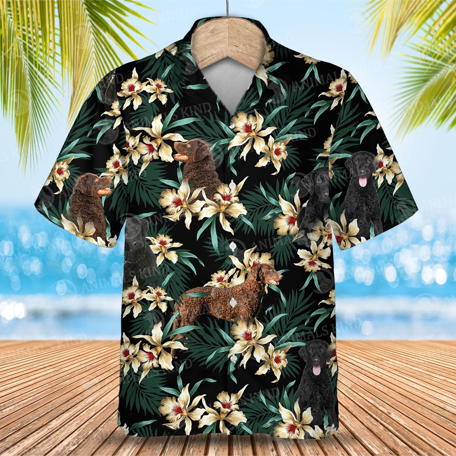 Curly Coated Retriever Flower Hawaiian Shirt