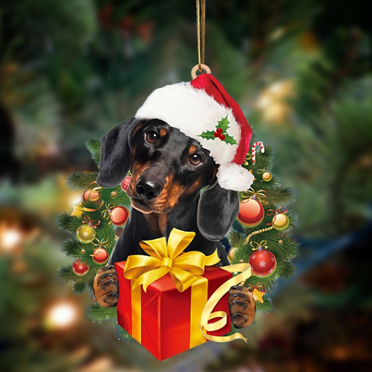 Dachshund-Dogs give gifts Hanging Ornament