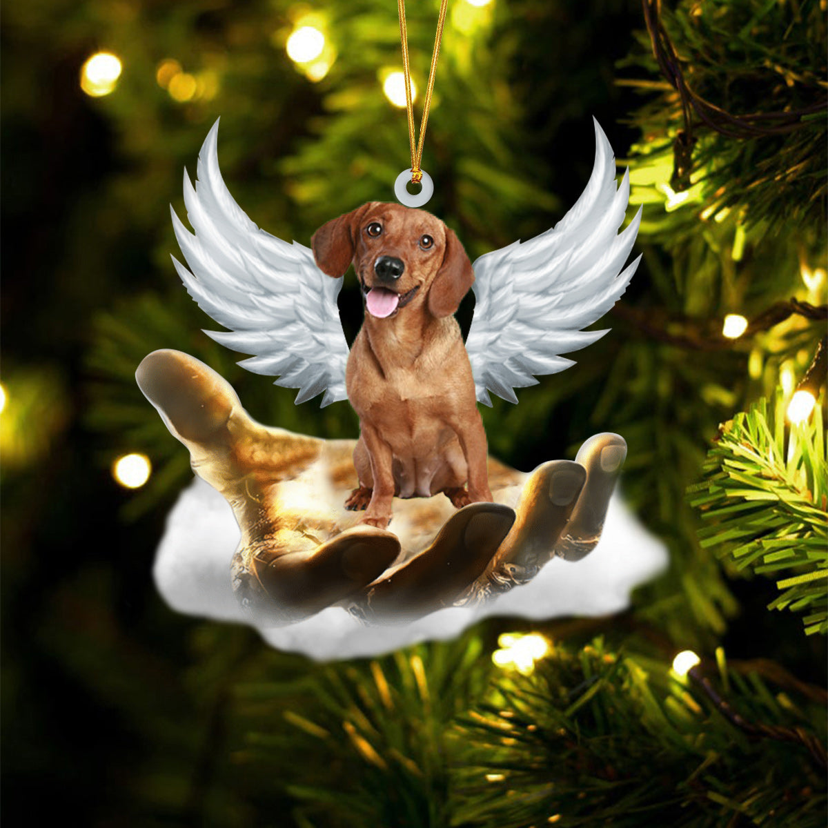 Dachshund On The Hands Of Jesus Ornament