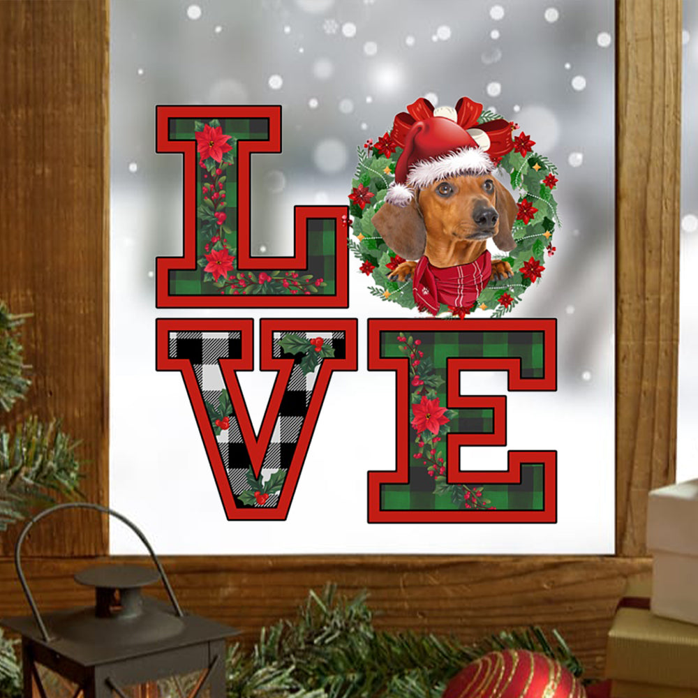 Love Dachshund Christmas Sticker