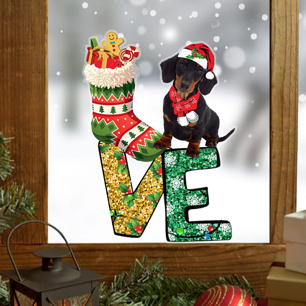 Dachshund LOVE Christmas Stocking Sticker