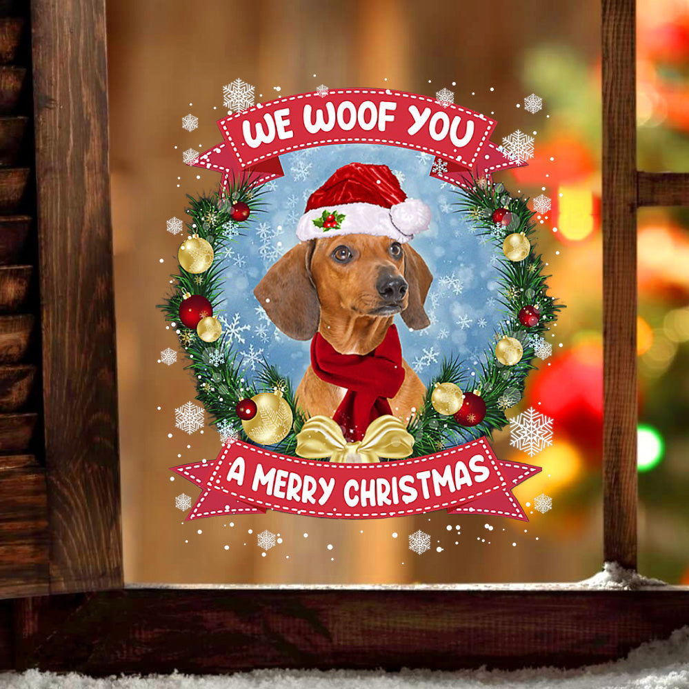 Dachshund We Woof You Christmas Sticker