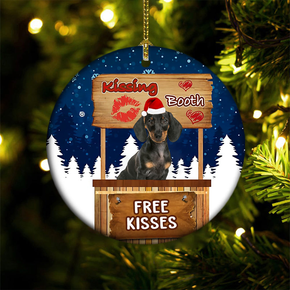 Dachshund Kissing Booth Christmas Ornament (porcelain)