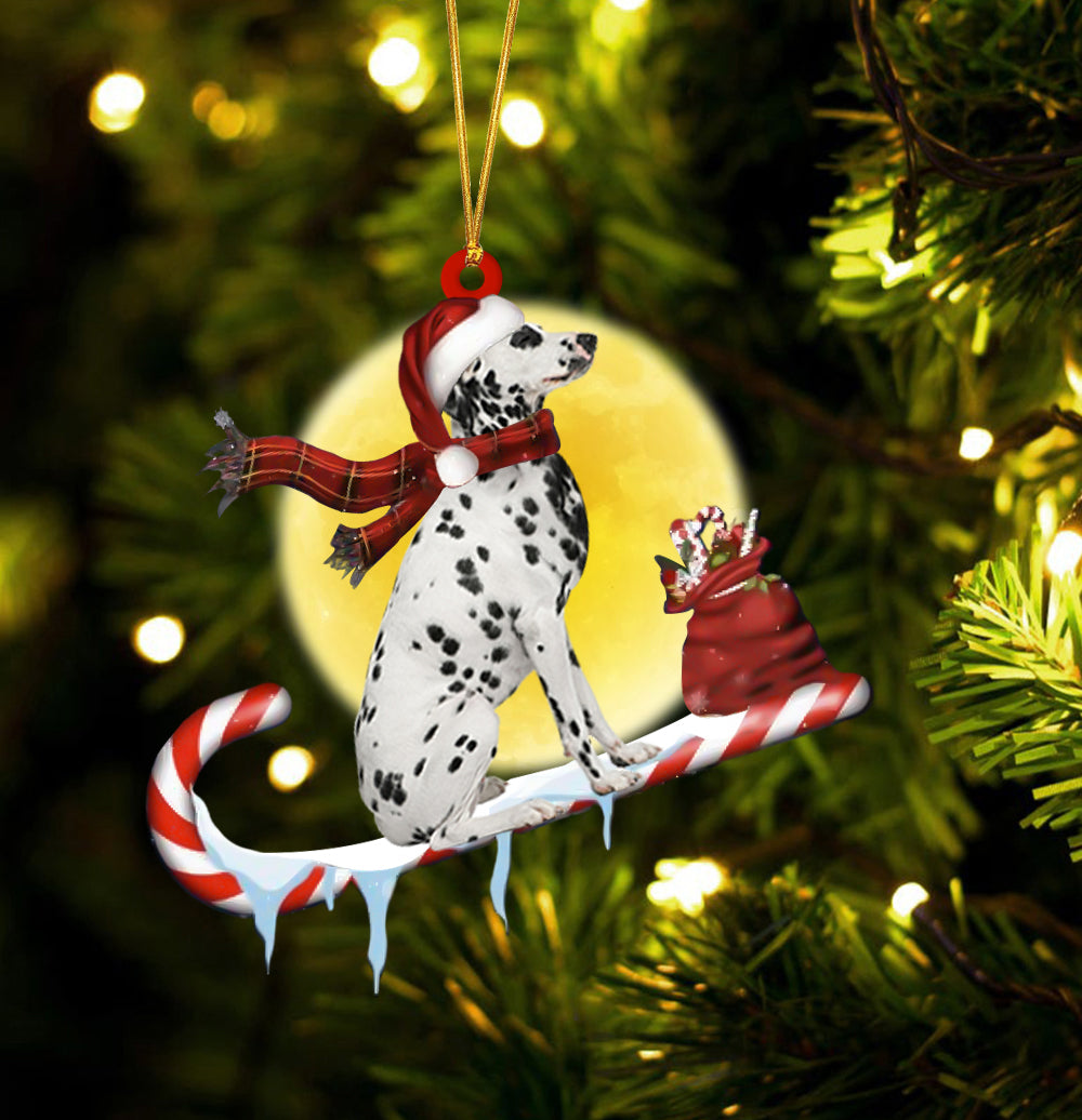 Dalmatian On The Candy Cane Christmas Ornament
