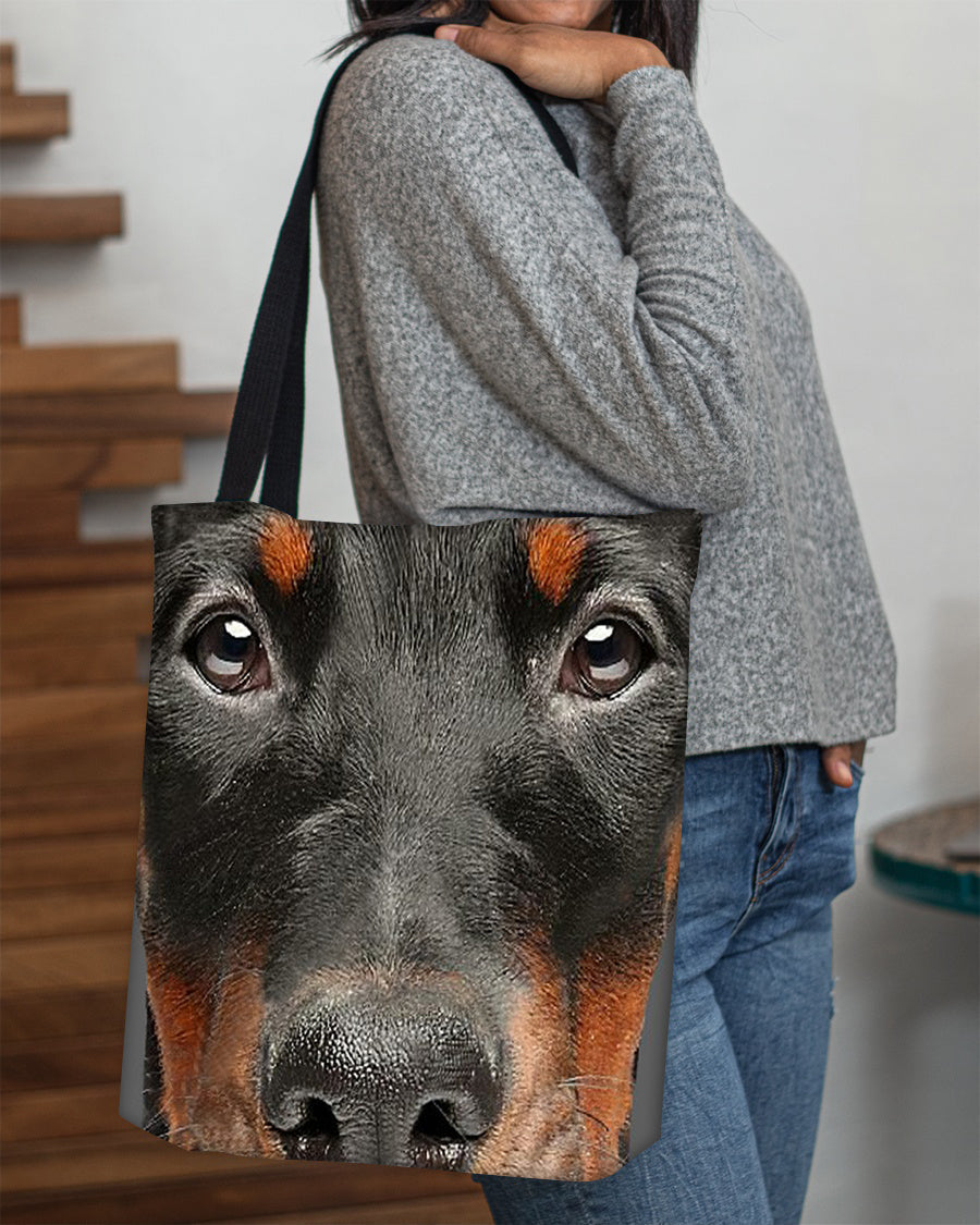 Doberman 2 Face Cloth Tote Bag