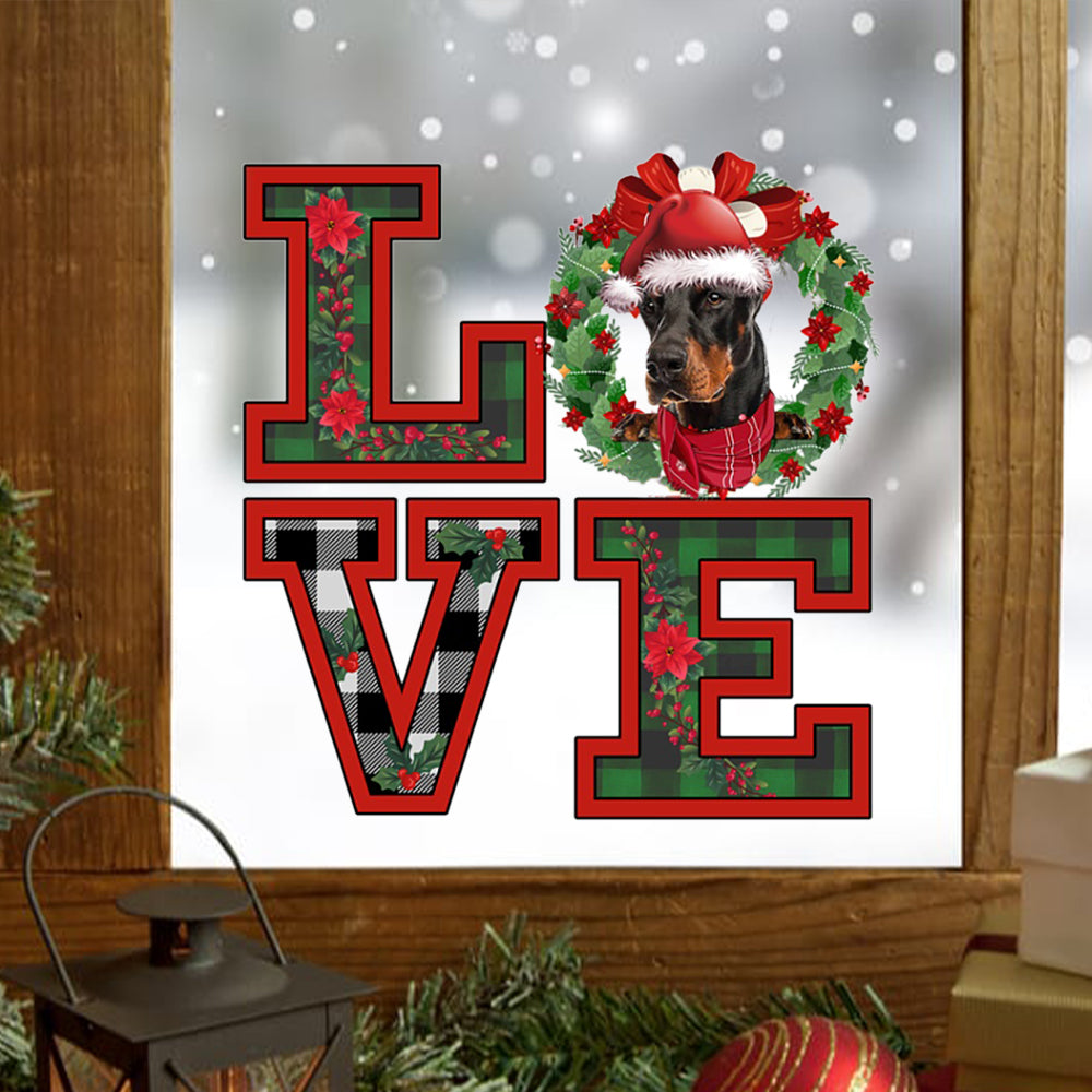 Love Doberman Christmas Sticker