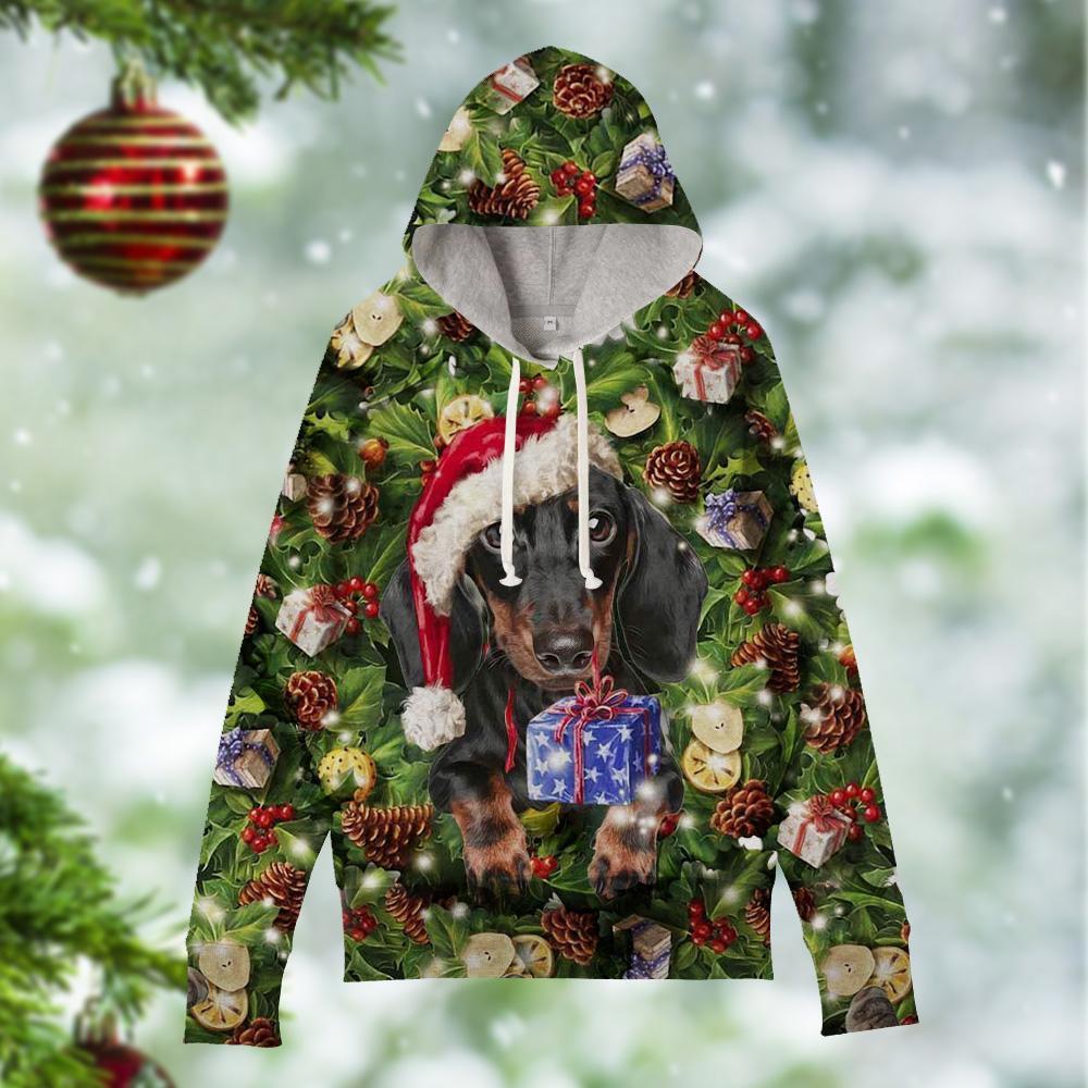 Dobermann Christmas Gift Cute All-Print Unisex Zipper Hoodie