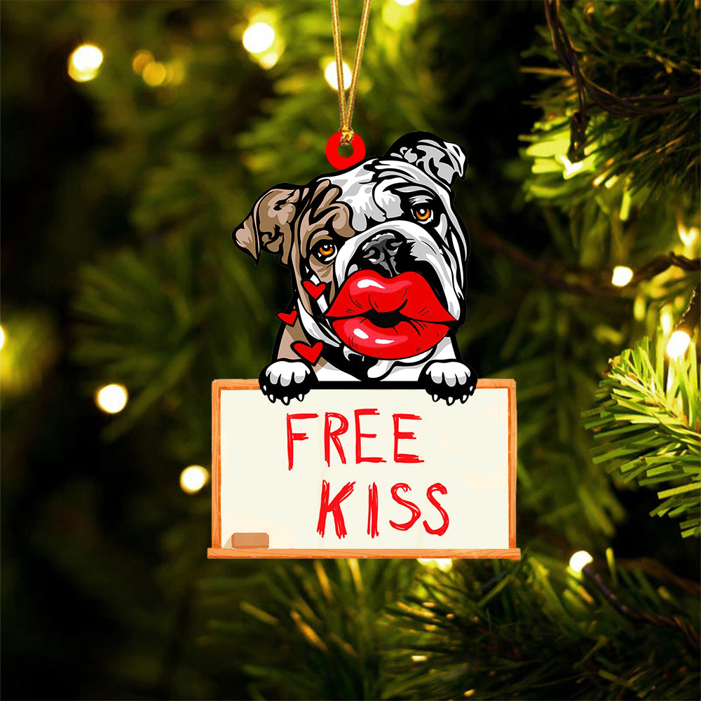 English-Bulldog Free Kiss Christmas Ornament