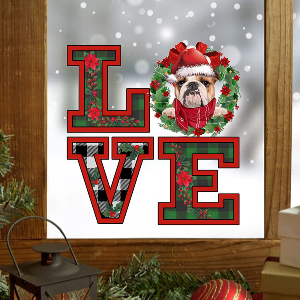 Love English Bulldog Christmas Sticker