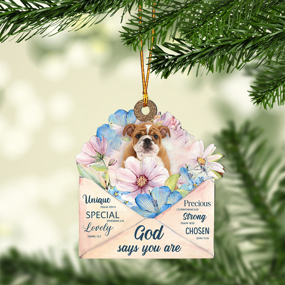 English-Bulldog God Says You Ornament