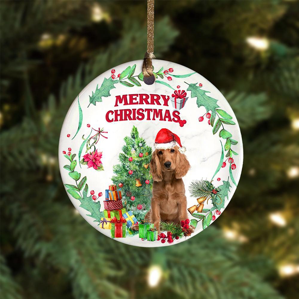English-Cocker-Spaniel Tree Merry Christmas Ornament (porcelain)