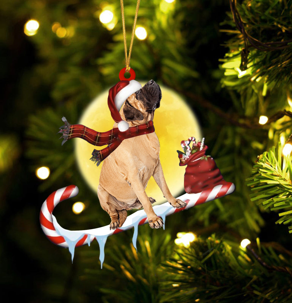 English-Mastiff On The Candy Cane Christmas Ornament