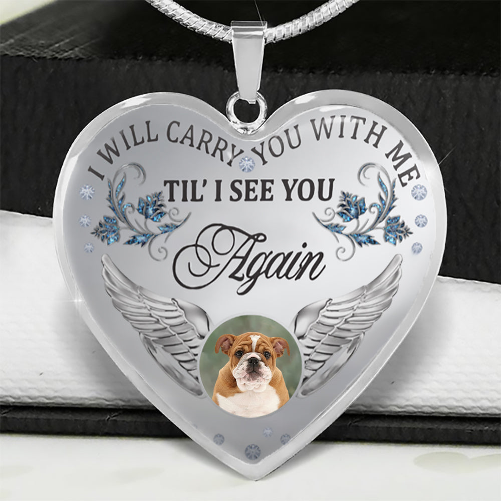 English Bulldog Carry You With Me Memorial Necklace