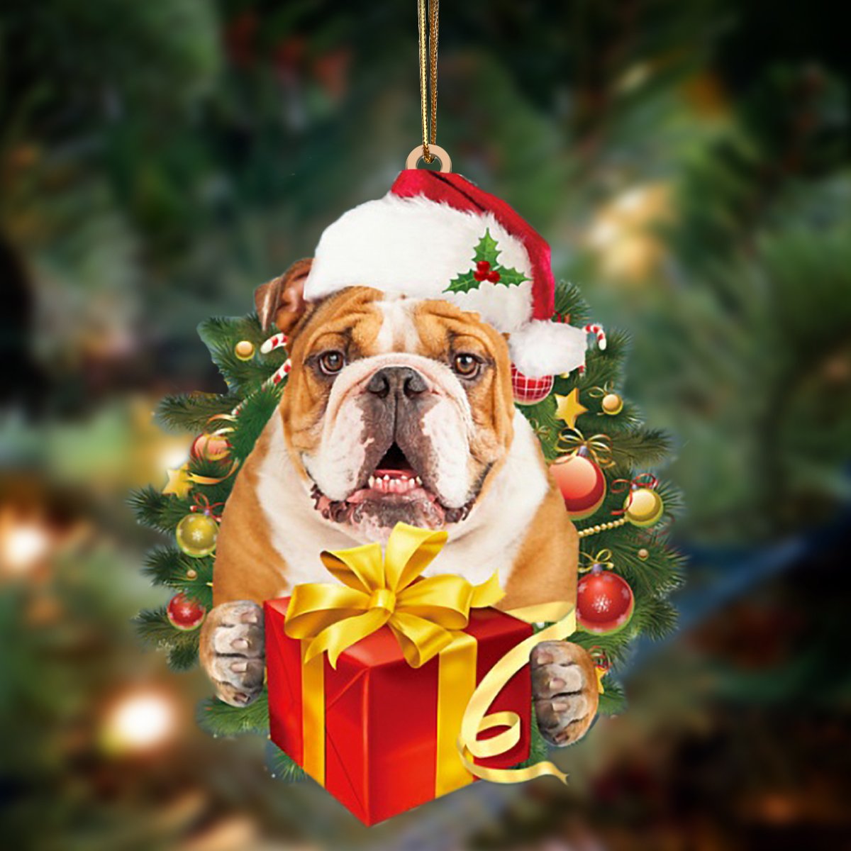 English Bulldog-Dogs give gifts Hanging Ornament