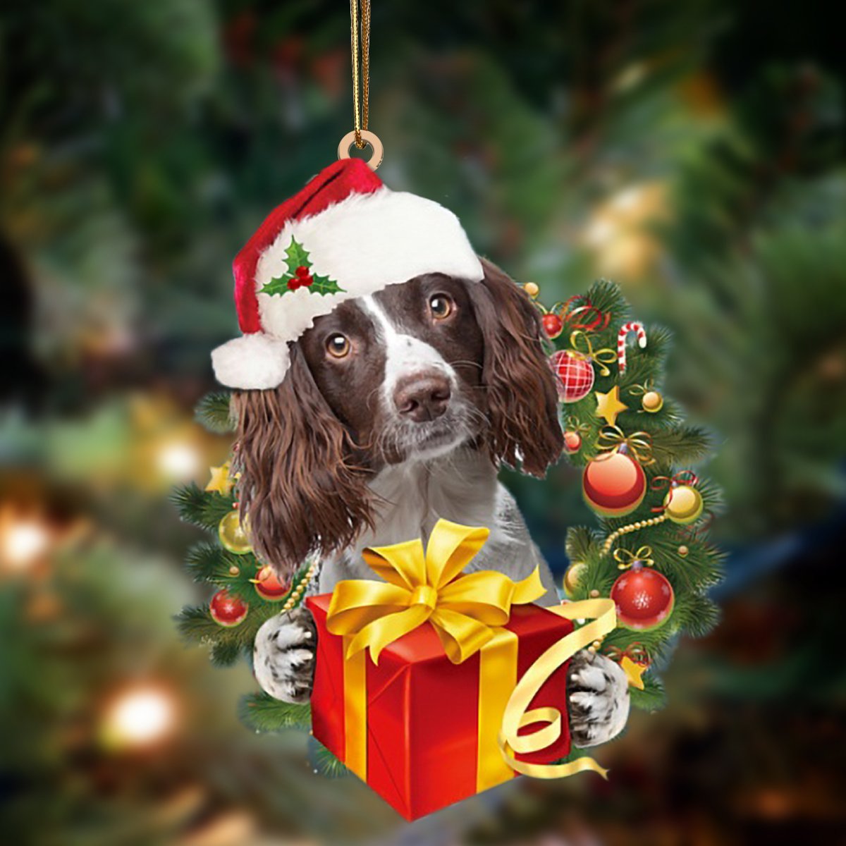 English Springer Spaniel-Dogs give gifts Hanging Ornament
