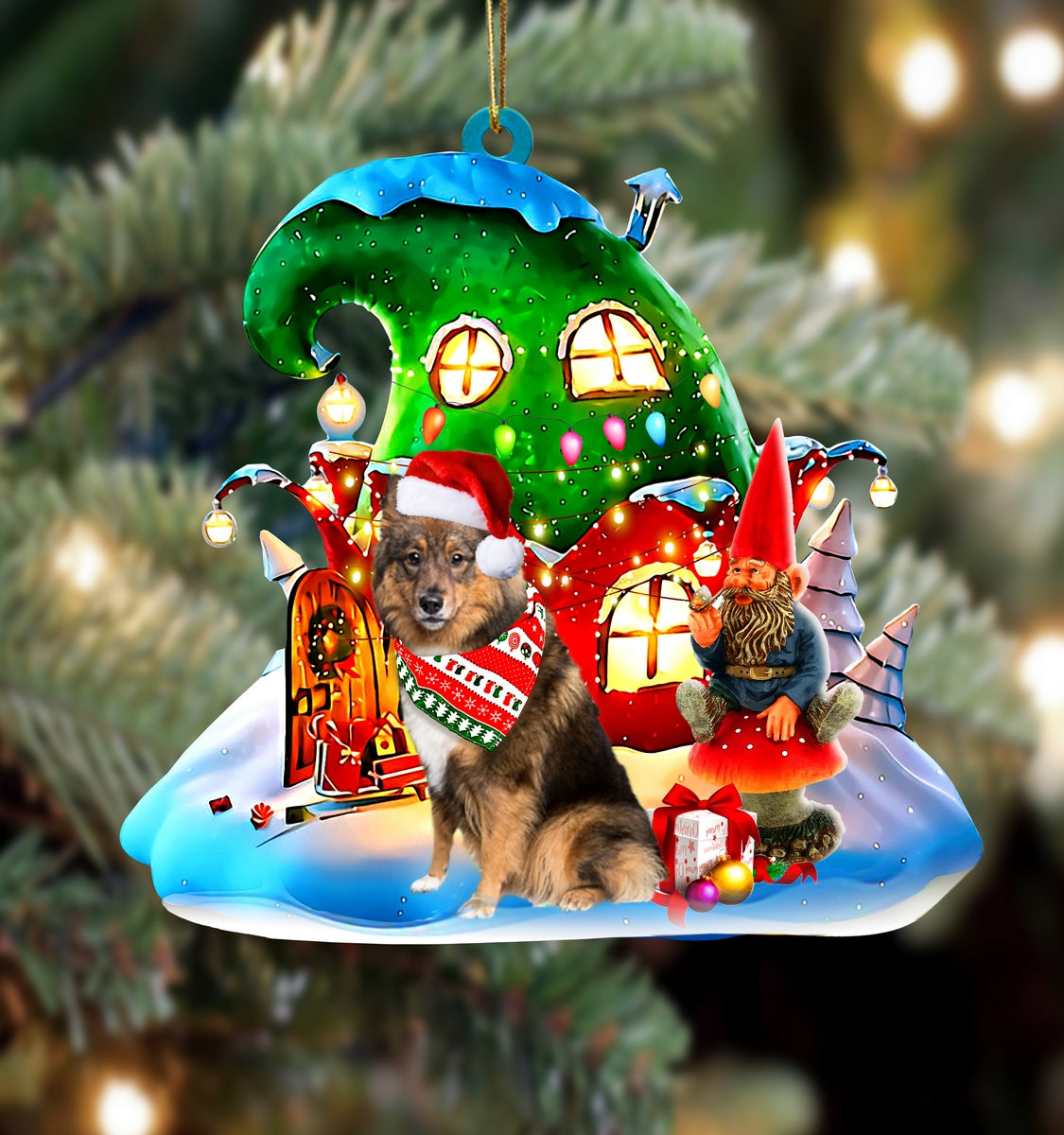 Eurasier With Rudolph's House Christmas Ornament