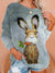 Ladies Bunny and Carrot Print Pullover