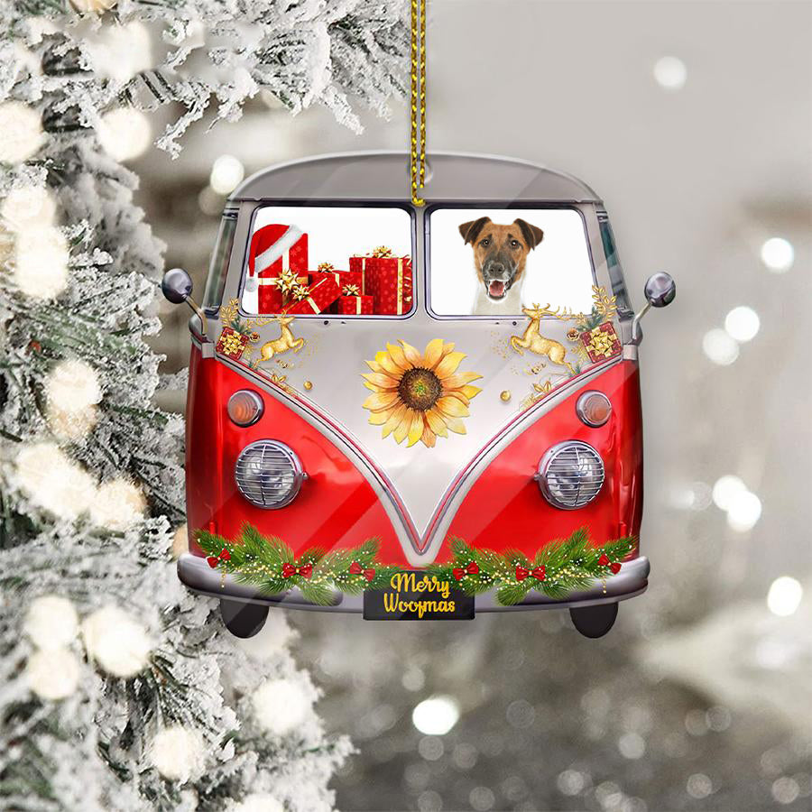 Fox Terrier Sit On A Truck-Two Sided Ornament
